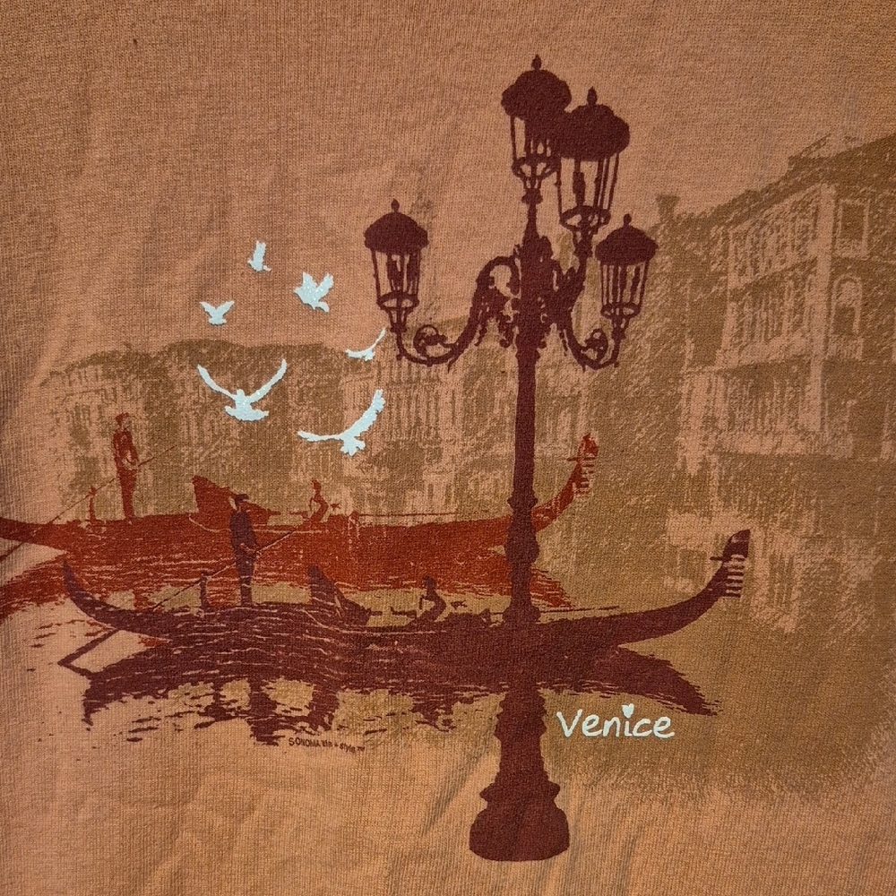 Sonoma Women's XL Terracotta Cotton T-Shirt With Venice Graphic - Picture 2 of 6